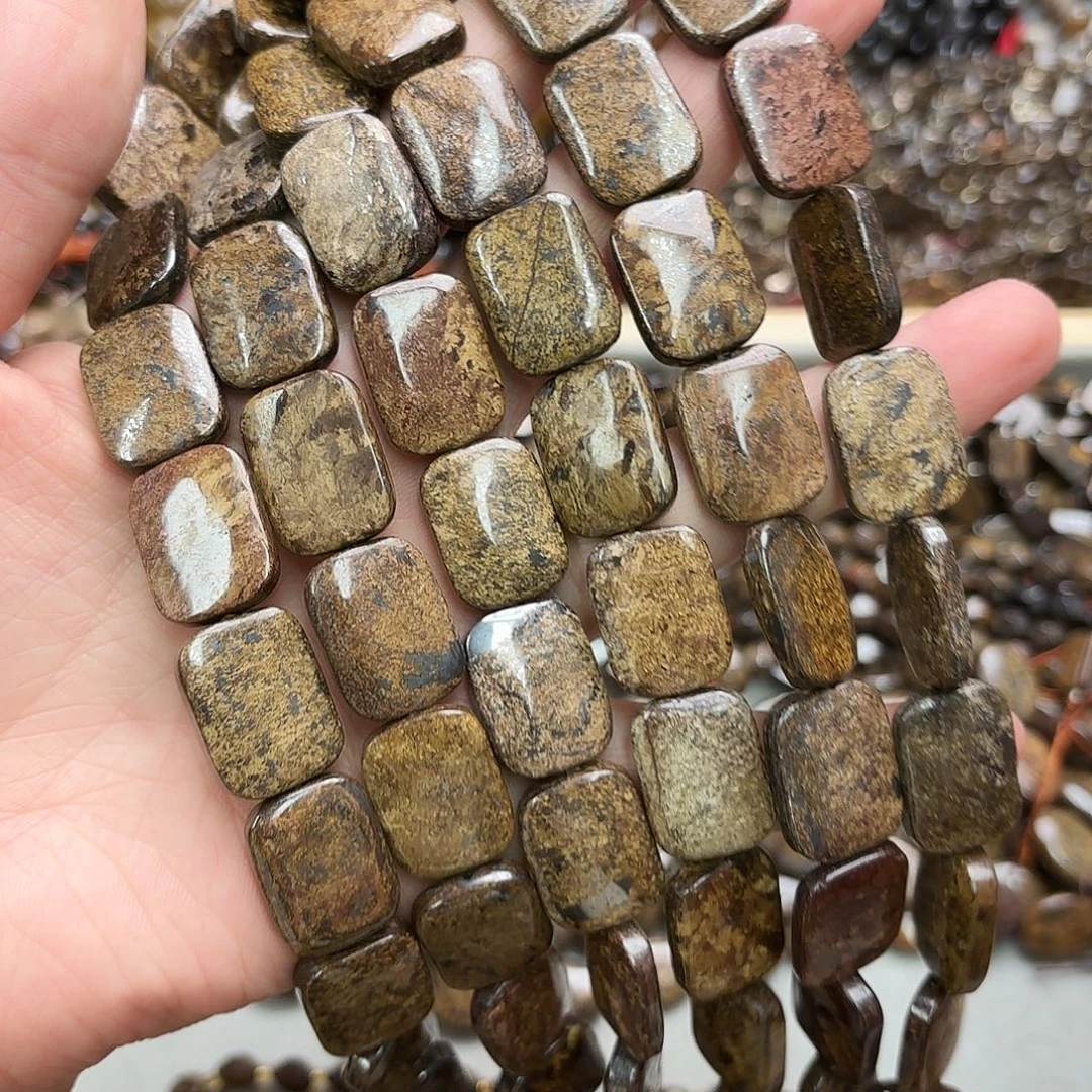 玛瑙/玉髓未镶嵌珠宝半成品15×20古铜辉无事牌一条大