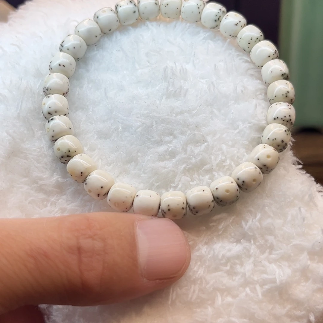 星月菩提手串张**张8大留白骨瓷白