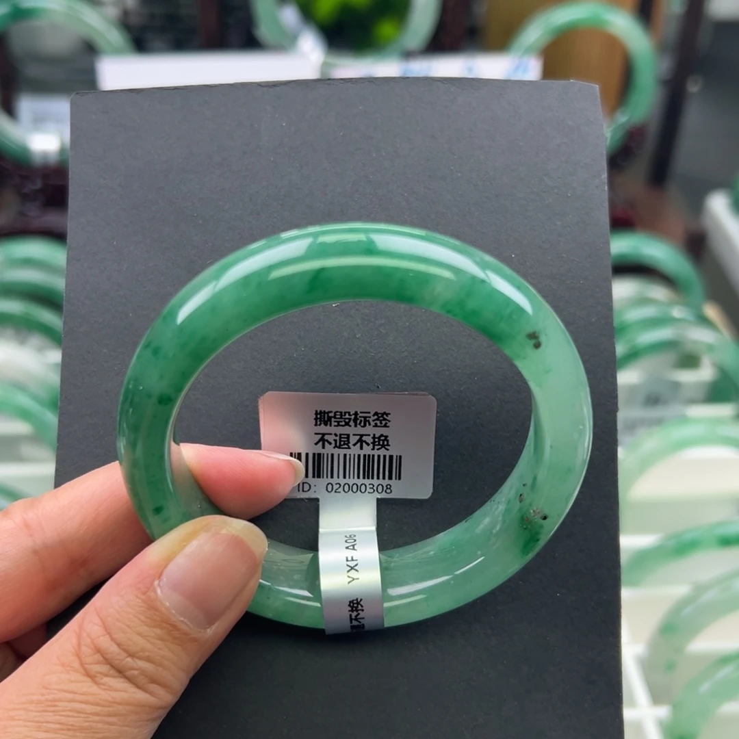 清***朗石英质玉（非洲翠）未镶嵌手镯+菩提57