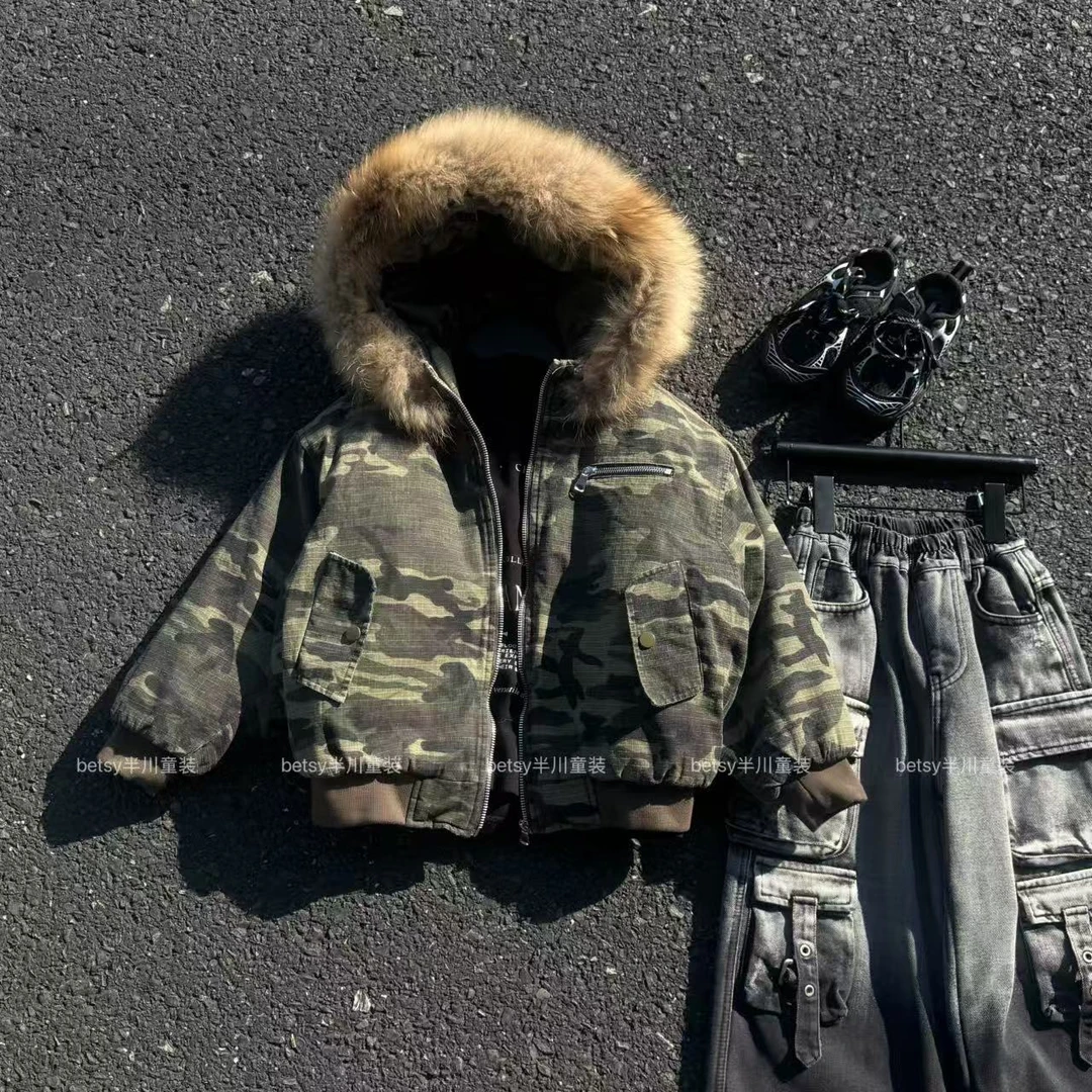 半川童装 迷彩棉服 BD002童宽松时尚长袖潮流外套休闲设计感韩版