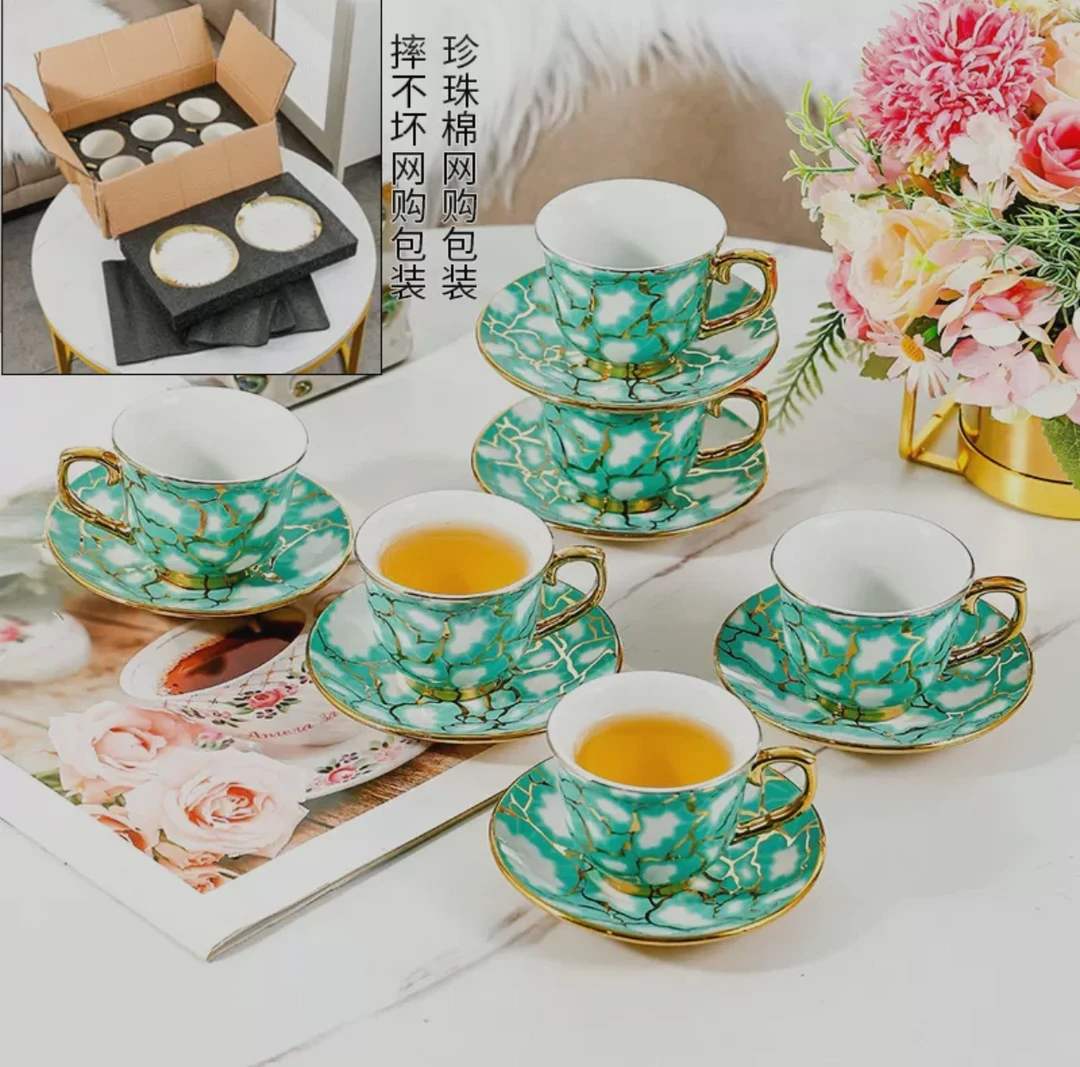 陶瓷杯咖啡杯套装简约家用土耳其咖啡杯子下午茶早餐杯噶咖啡套装