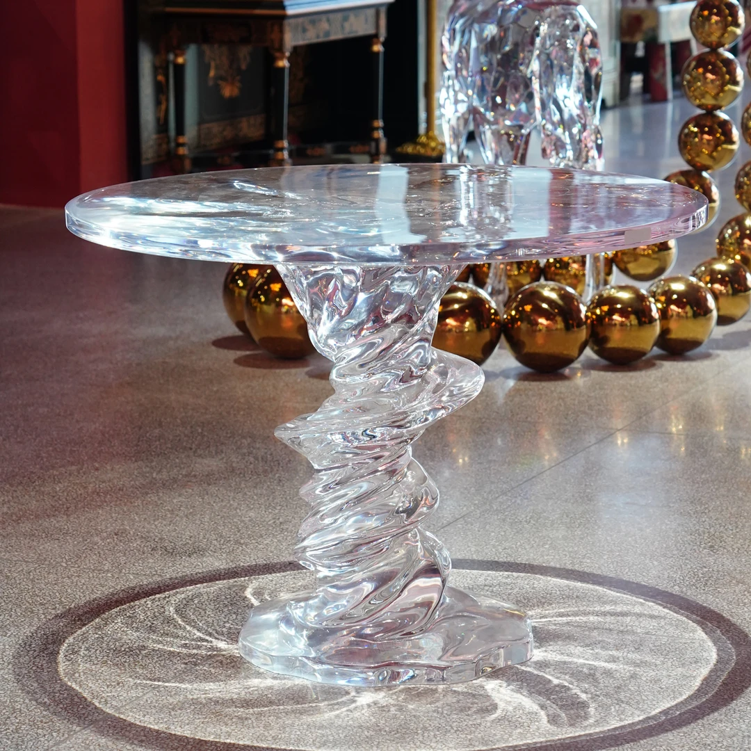 【BENNY本尼家】TY19轻奢创意铂晶透明旋涡餐桌家用圆形亚克力茶几