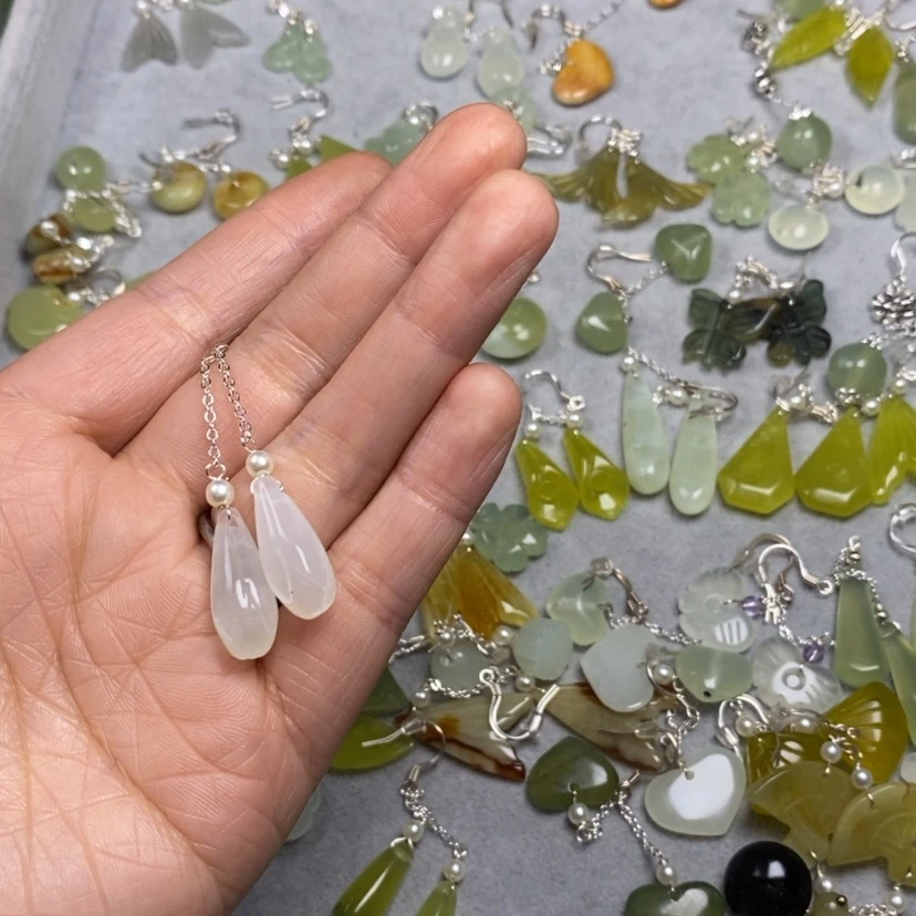 【闪购商品】蛇纹石玉未镶嵌挂件耳饰耳环项链特***藻