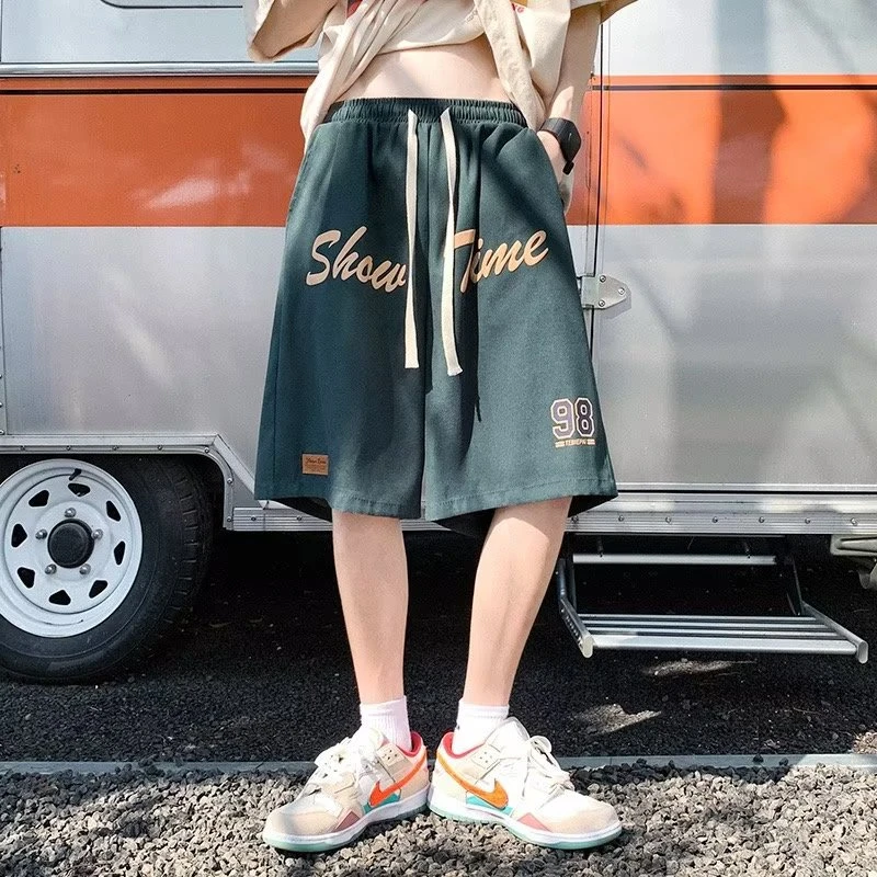 2025港风INS休闲裤速干美式夏季短裤薄款字母运动潮直筒五分