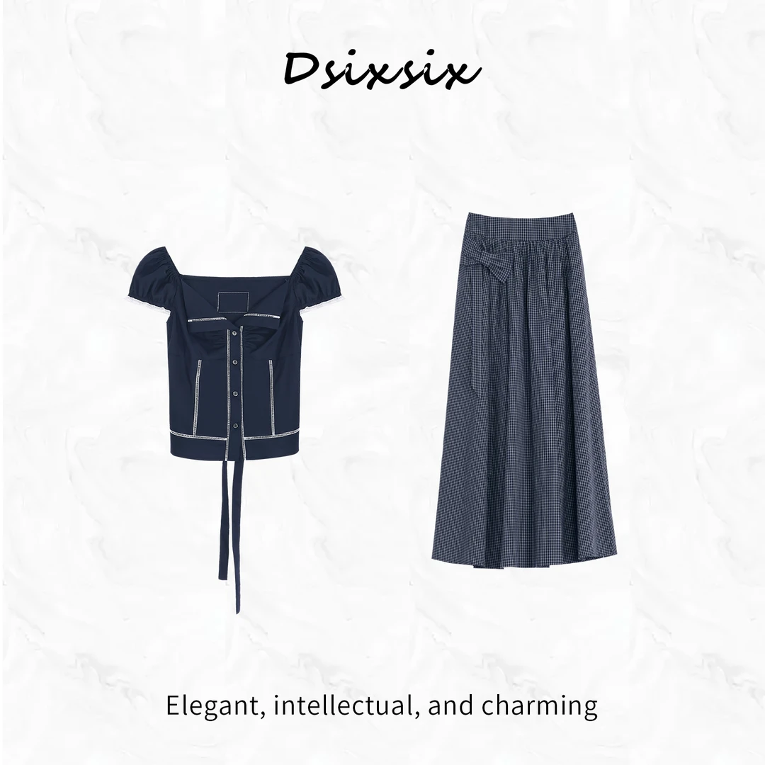 Yeah Me/也觅【蓝岛之恋】夏季新款优雅气质时尚设计感半身裙套装女