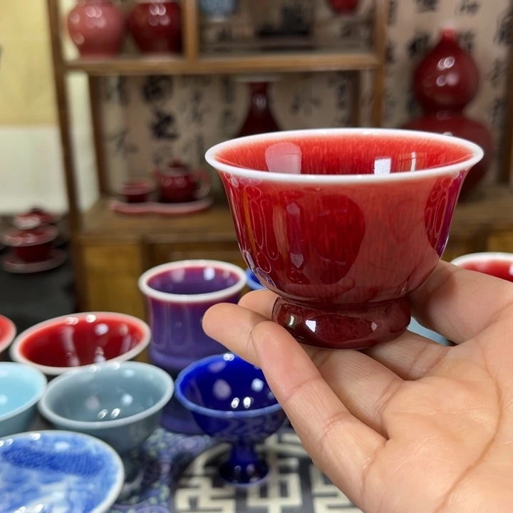 景德镇陶瓷浅行窑撇口品茗杯