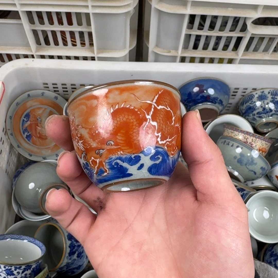 清**致矾红缸杯客杯老陶泥微瑕