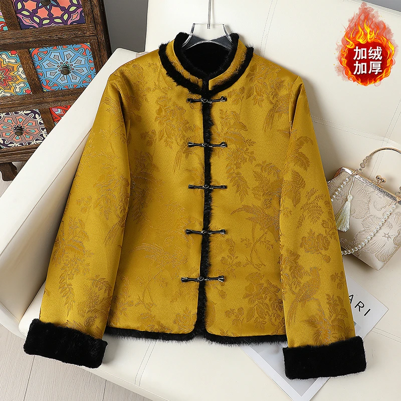冬季短外套冬季双面水貂刺绣外套民族风加厚加绒短款