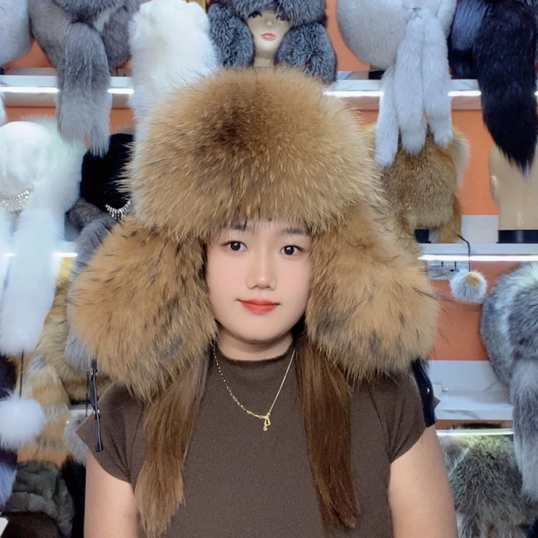 狐狸毛雷锋帽男士貉子毛东北冬天中老年保暖皮草真皮棉帽子男冬季