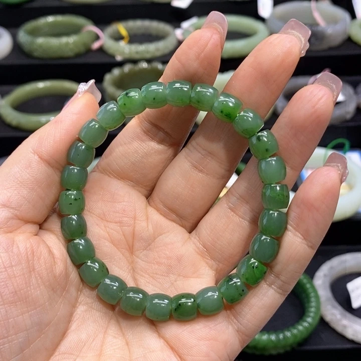 和田玉珠链55圈口33 未镶嵌