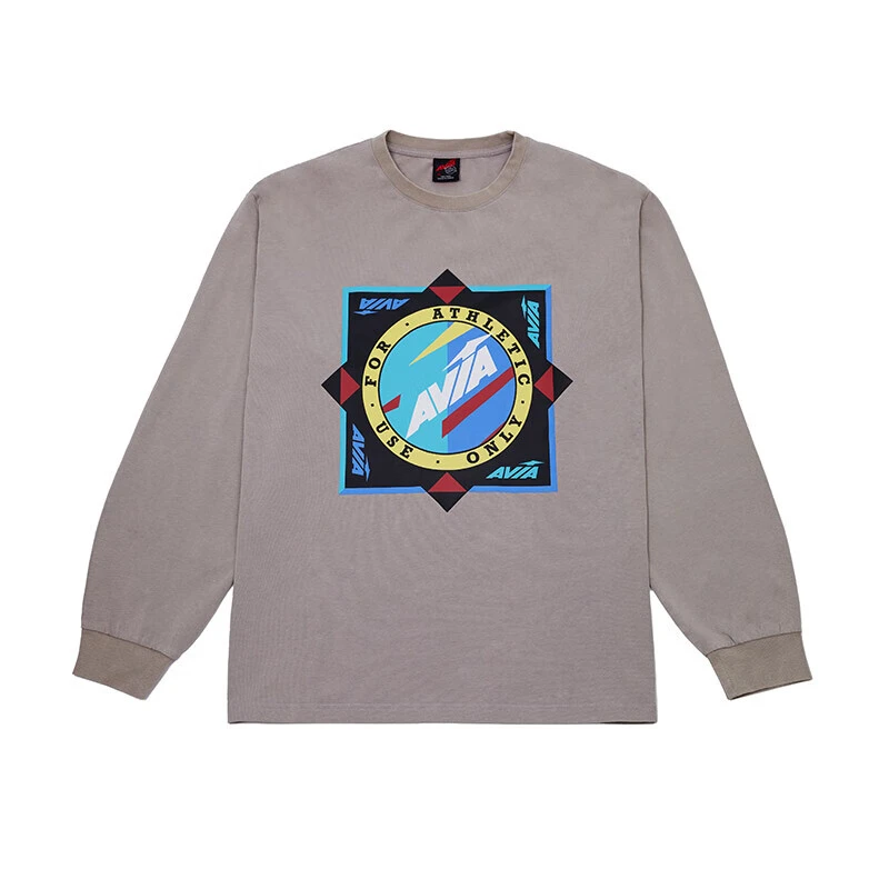 AVIA爱威亚春季户外运动复古休闲圆领套头印花卫衣明星同款外套