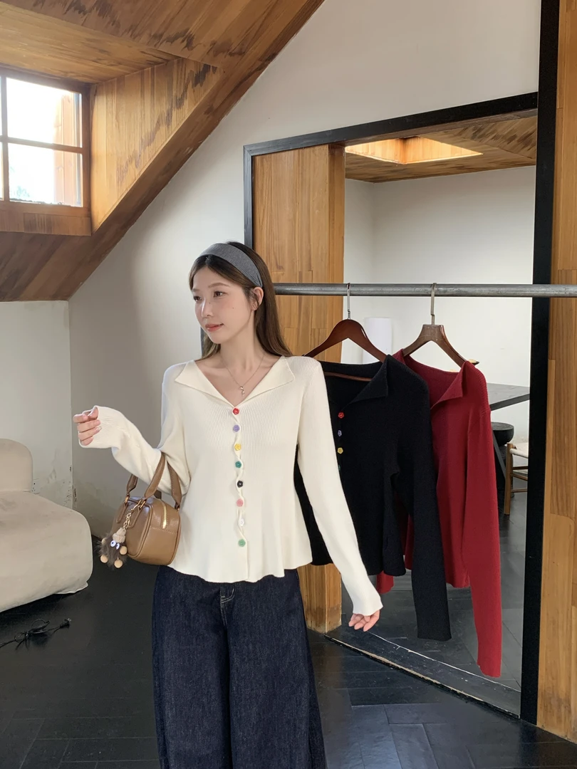 清长大码女彩虹扣百搭针织开衫2025秋季微胖mm显瘦遮肉上衣5010