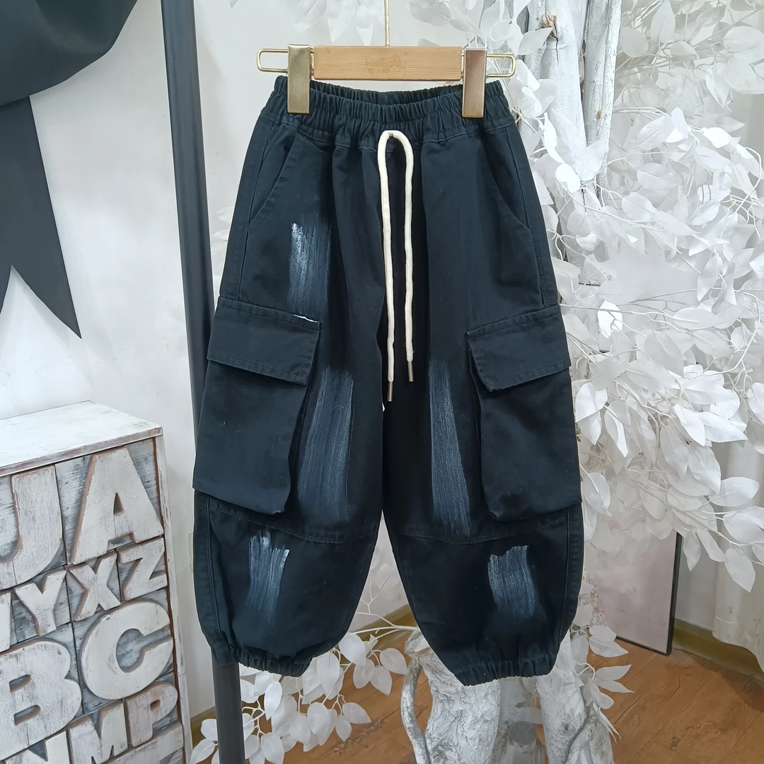 H184黑色休闲工装裤