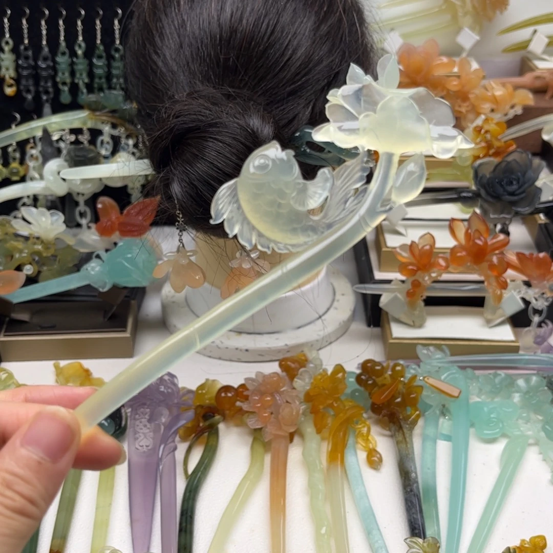 蛇纹石玉合金发簪