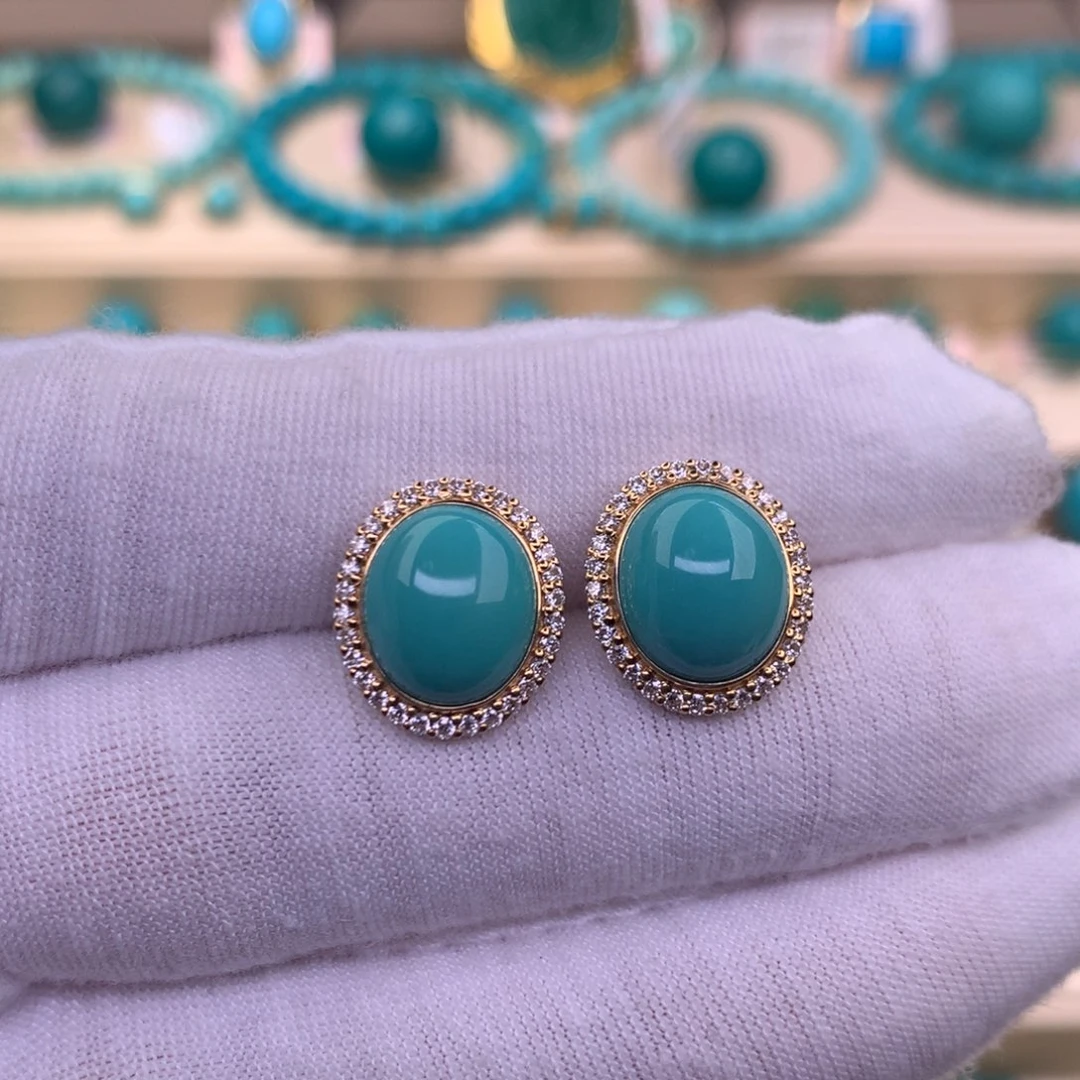 18K金镶嵌绿松石珠宝奇石