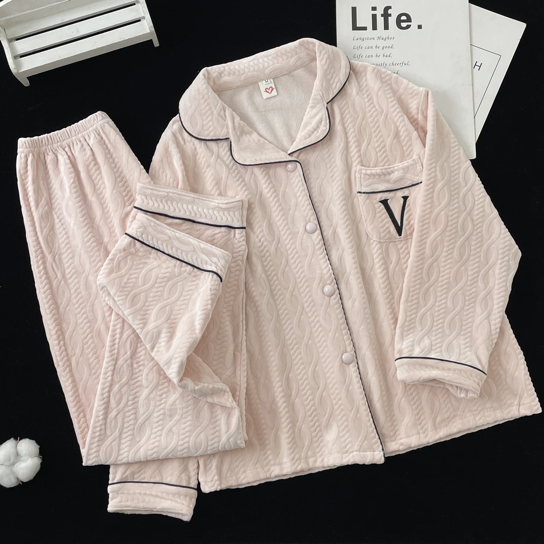 【海岛绒清货系列】女士加厚保暖睡衣冬天新款双面绒韩版家居服