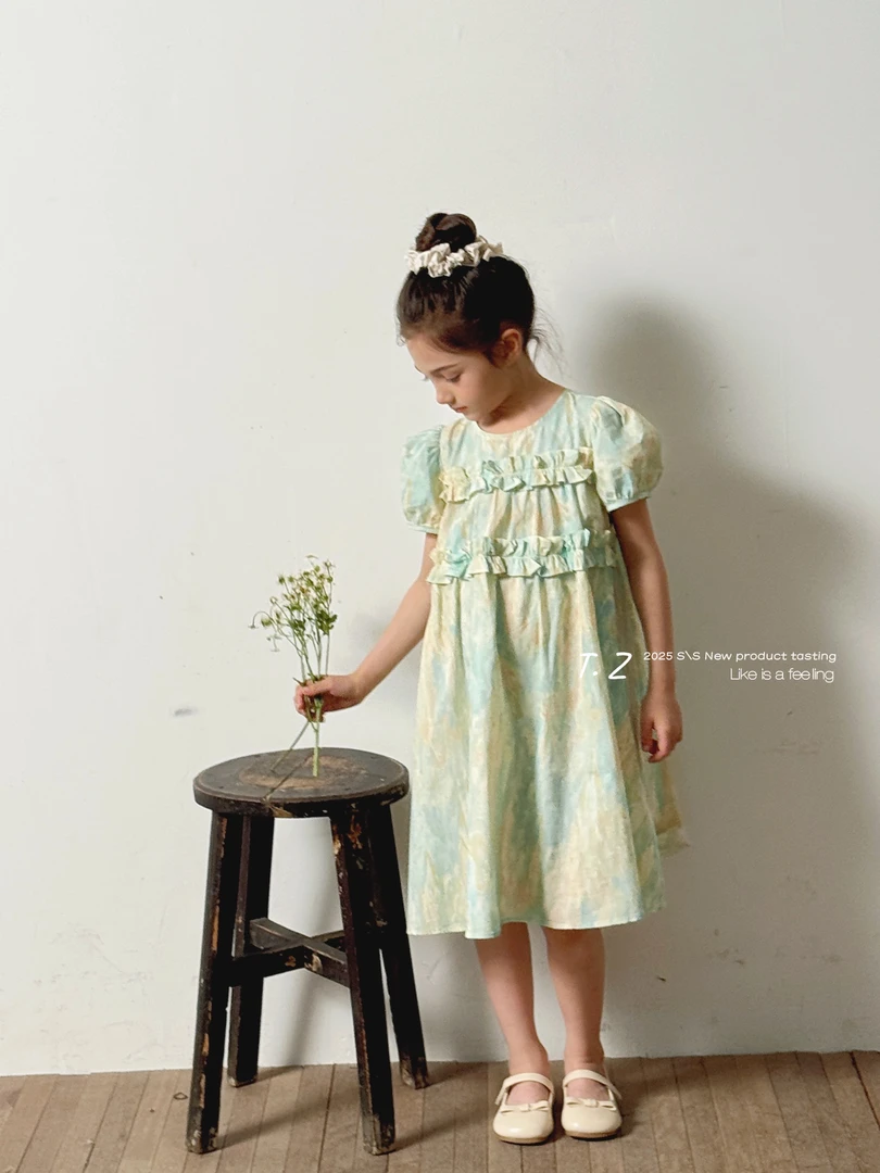 女童油画风棉布裙