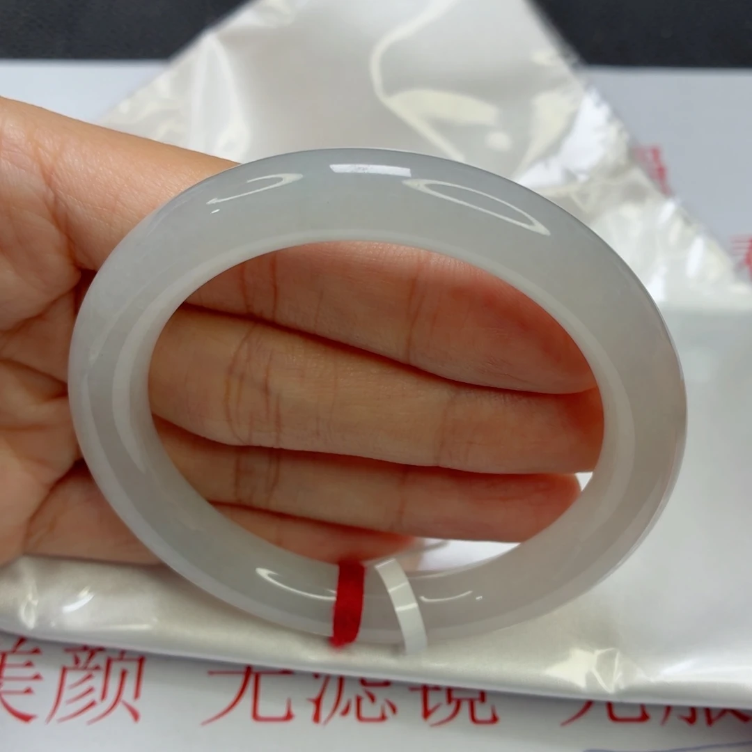 未镶嵌手镯翡翠老坑56圈冰白月光034