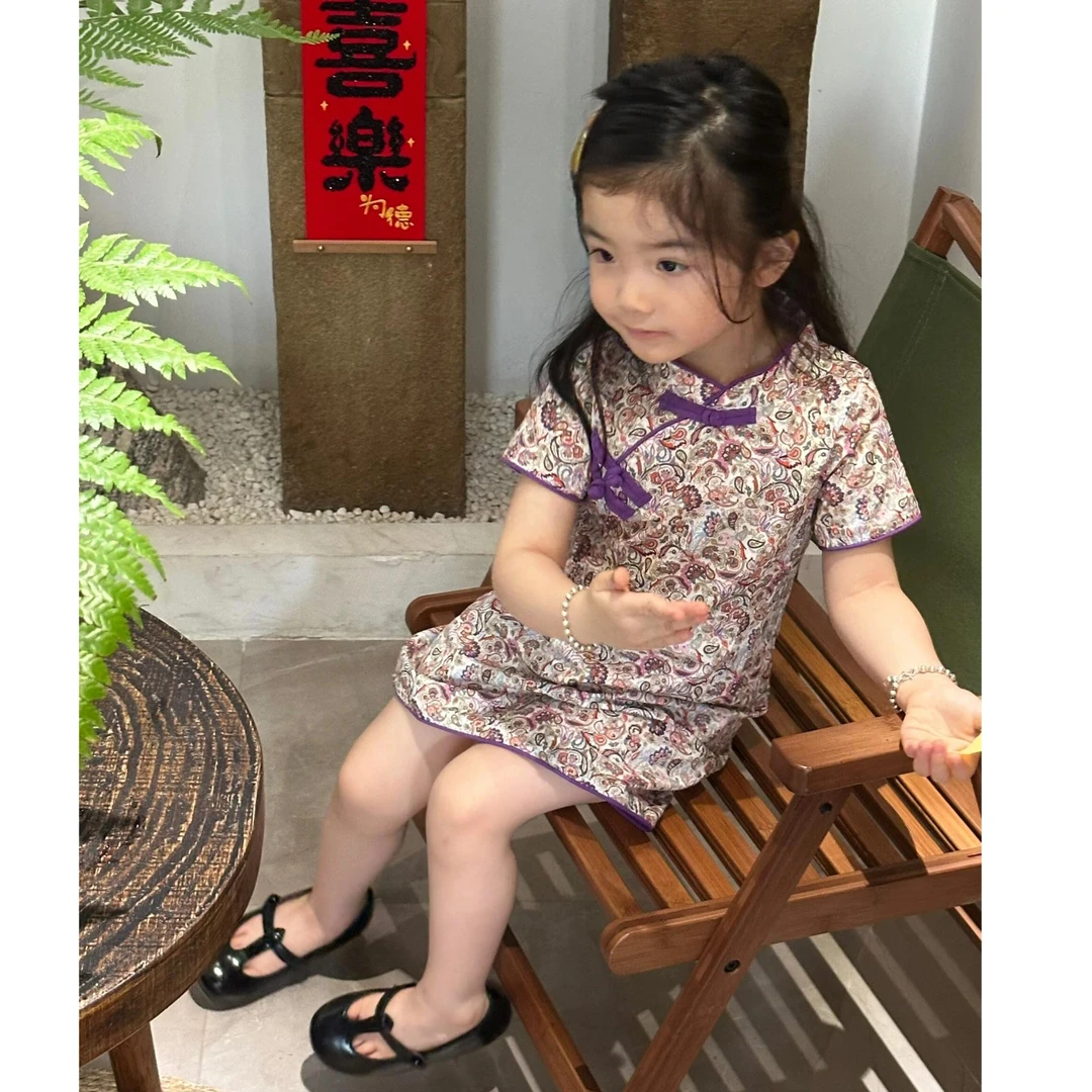 小惜亦女童2025夏季新款新中式旗袍裙盘扣碎花中国风汉服连衣裙