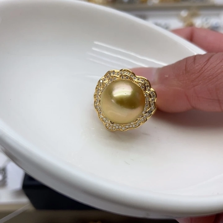 海水珍珠戒指银S925镶嵌