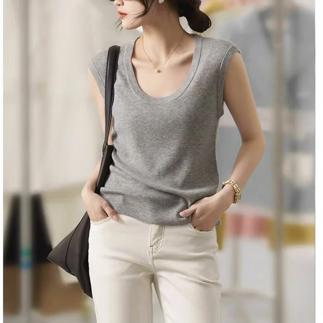 夏季U领背心显瘦百搭包肩袖内搭外穿春夏新款无袖吊带背心女上衣