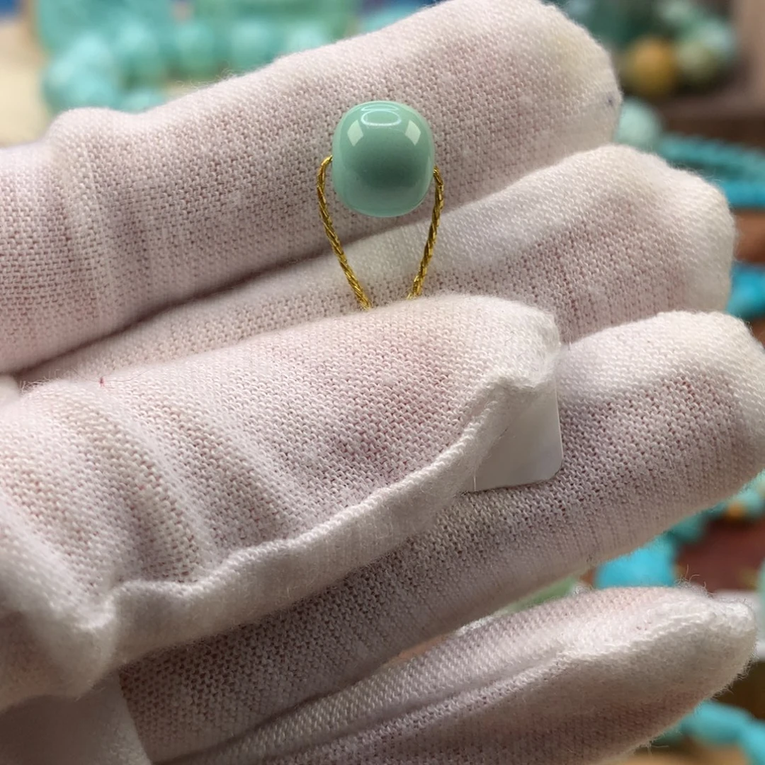 绿松石未镶嵌珠宝奇石高瓷天绿老型9*8mm