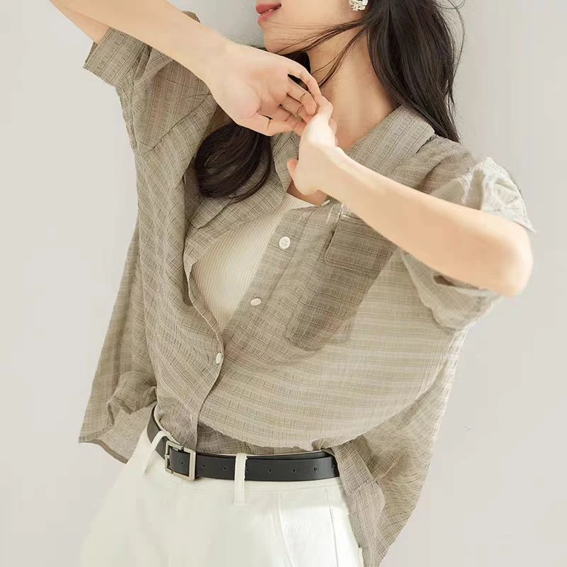 B门店47&9！肌理感纹理！莱赛尔空调衫气质上衣衬衫女L42631