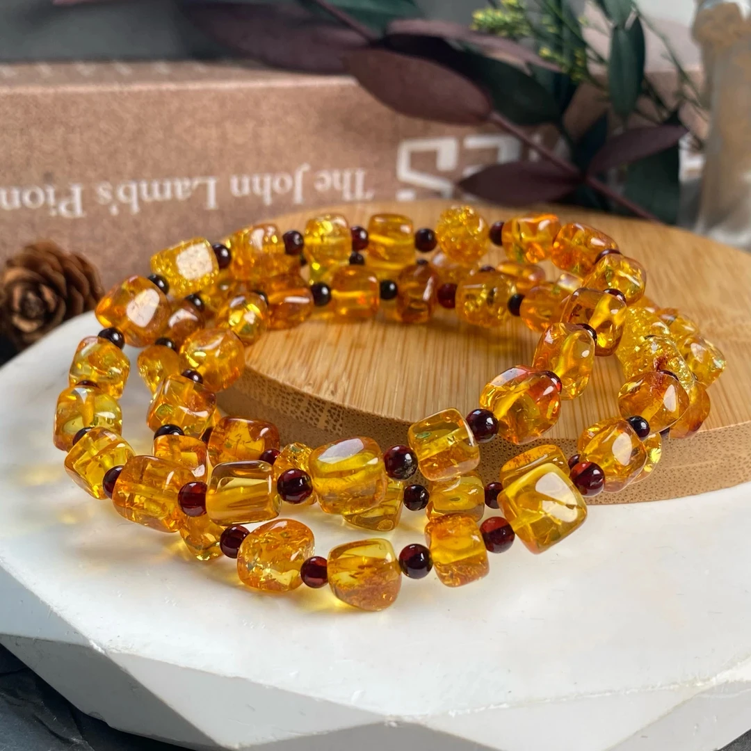 【书记甄选】天然琥珀随型单圈手链 多样性发一件 YW1985
