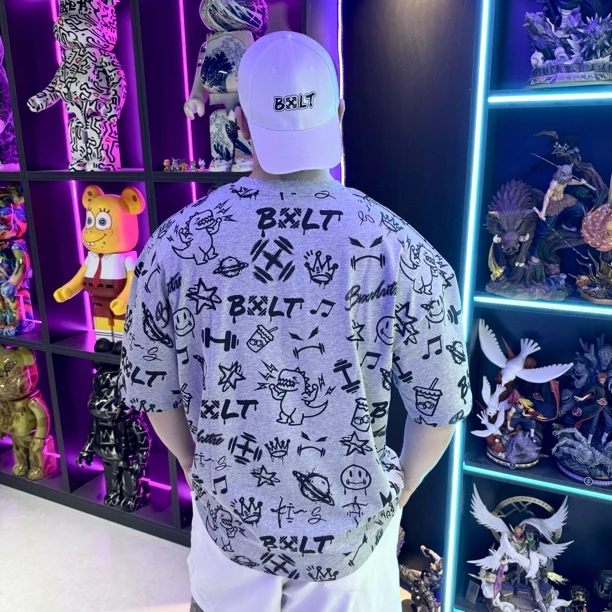 BXLT｜原创“全家福”满印潮流T恤休闲涂鸦风宽松圆领春夏训练半袖
