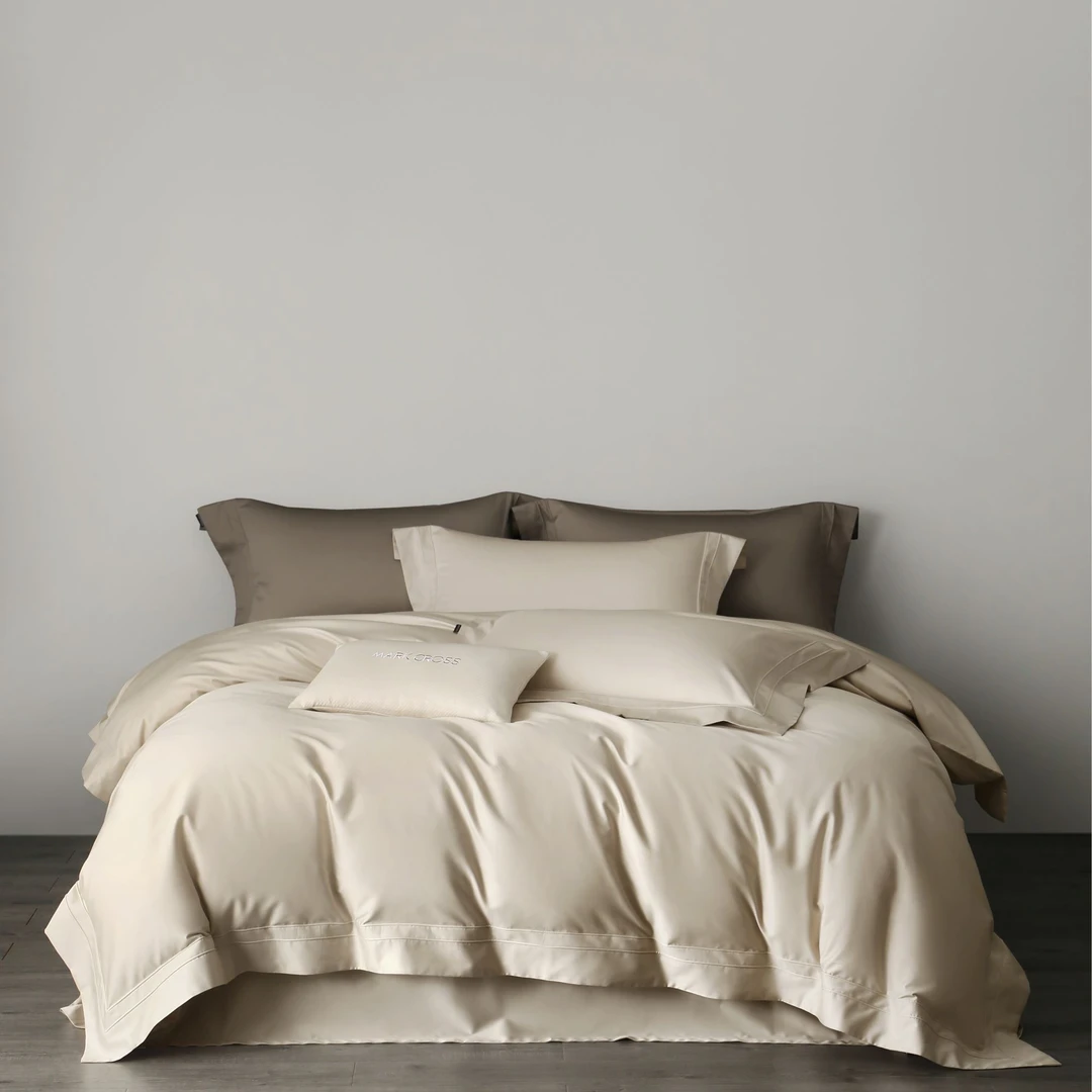 夏季极致简约质感纯色埋绳长绒棉全棉四件套床上用品