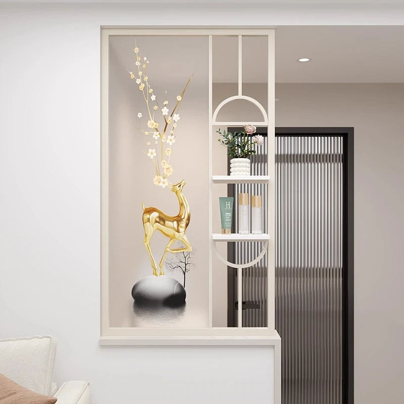 奶油卫生间半墙隔断长虹艺术玻璃屏风干湿分离屏风隔断2025新款