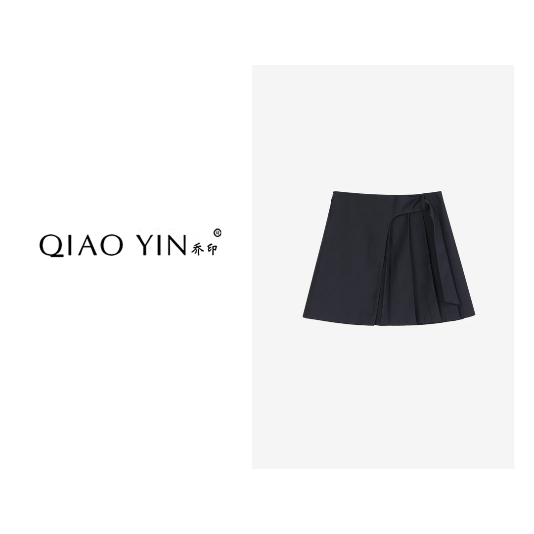 QIAO YIN"短裙”气质时尚休闲女士夏季黑色QY27520