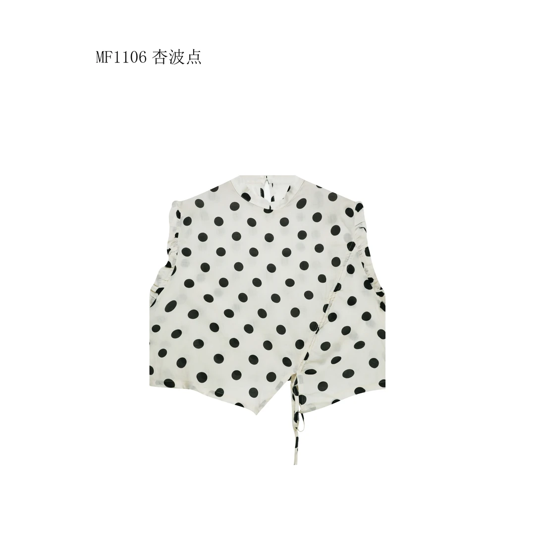 【麻訪家】MF1106杏波点文艺波点气质不规则百搭上衣背心
