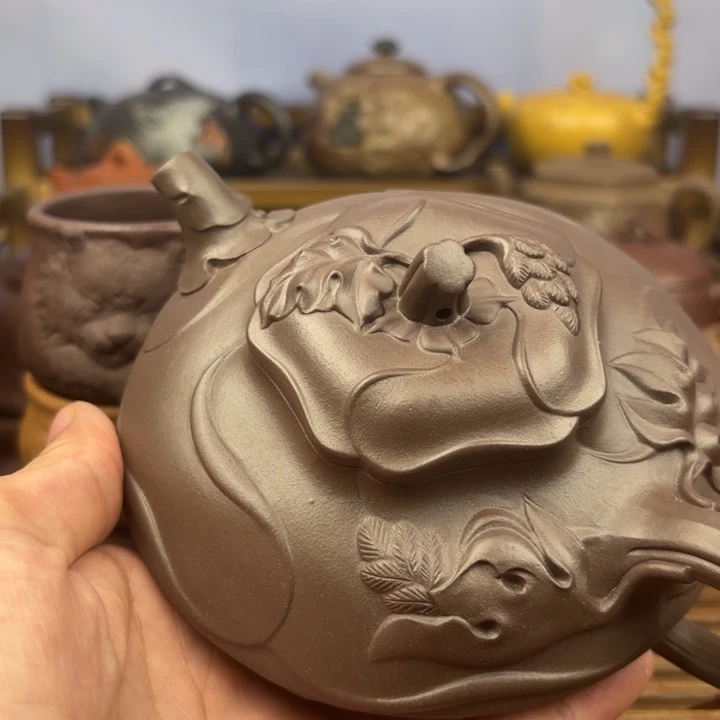 茶壶紫砂风卷葵原矿天青300c