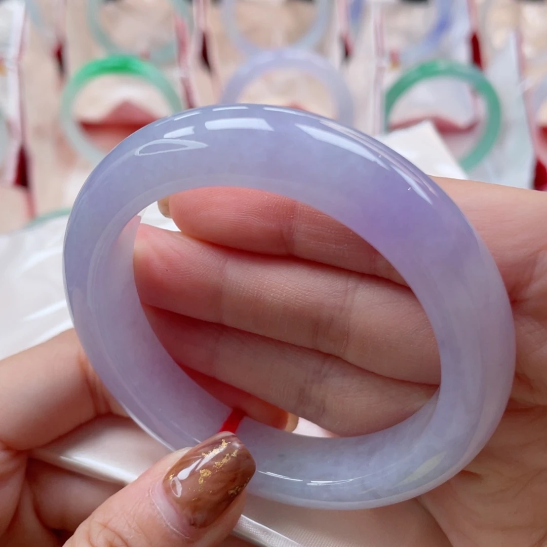 未镶嵌手镯翡翠55.5正圈 莫奈花园 梦幻色系9号