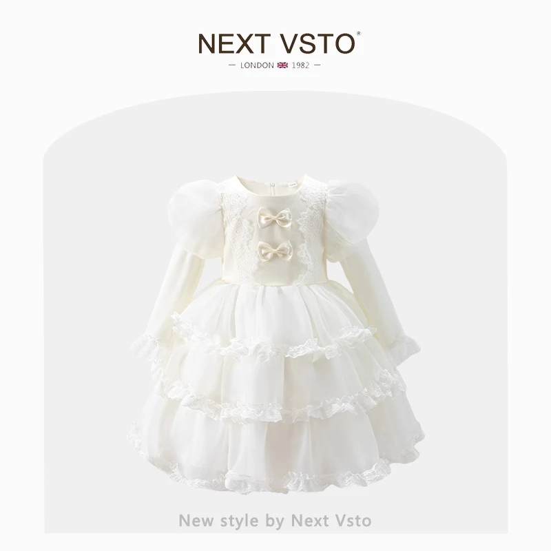 英国NEXT VSTO女童网纱蓬蓬连衣裙春秋洋气小女孩生日礼服公主裙