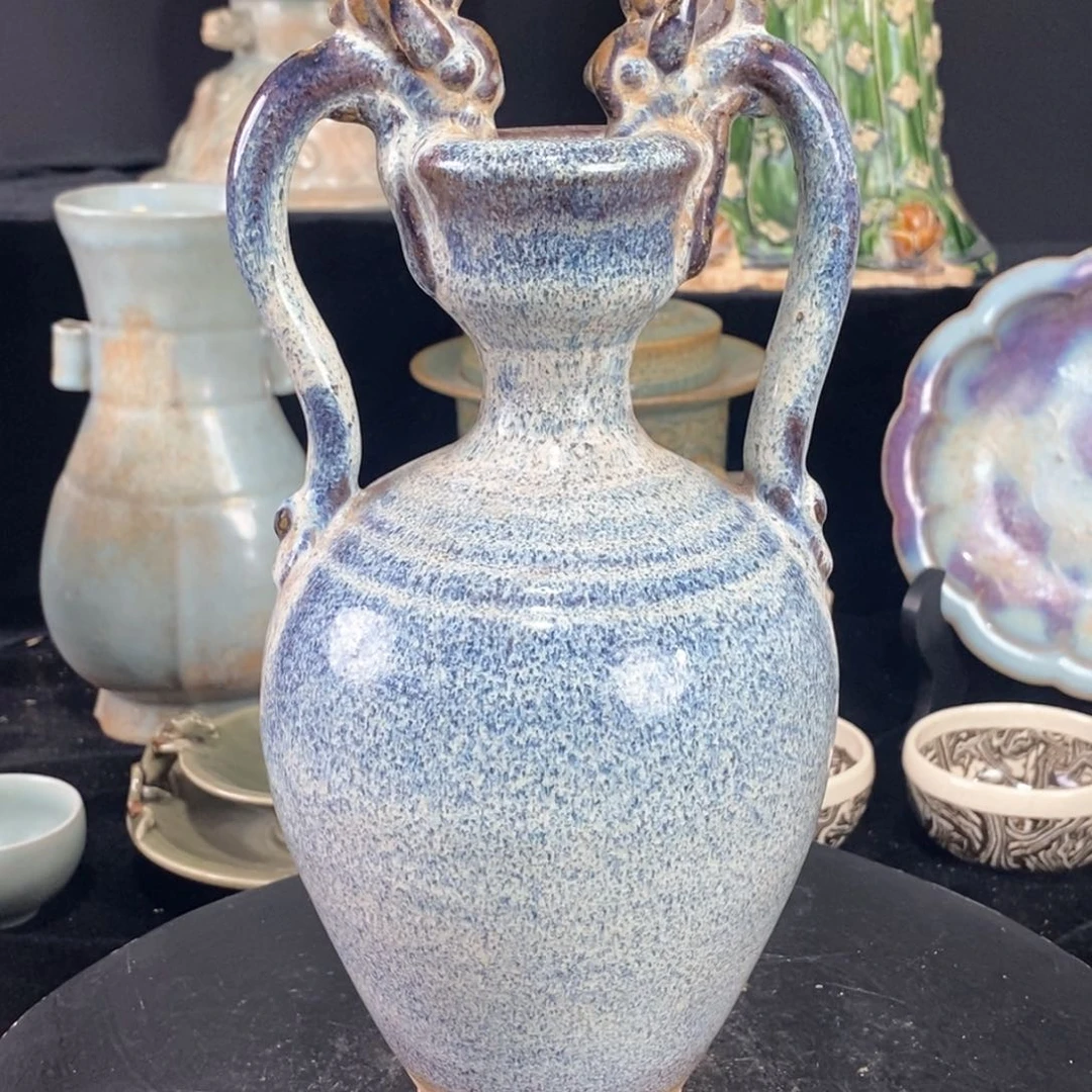 摆件鲁山窑双龙瓶