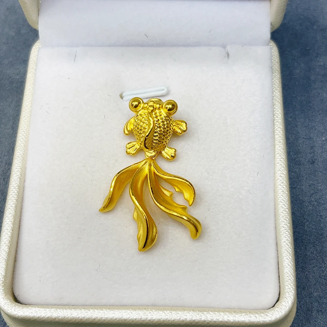 足金999金鱼吊坠➕6金珠