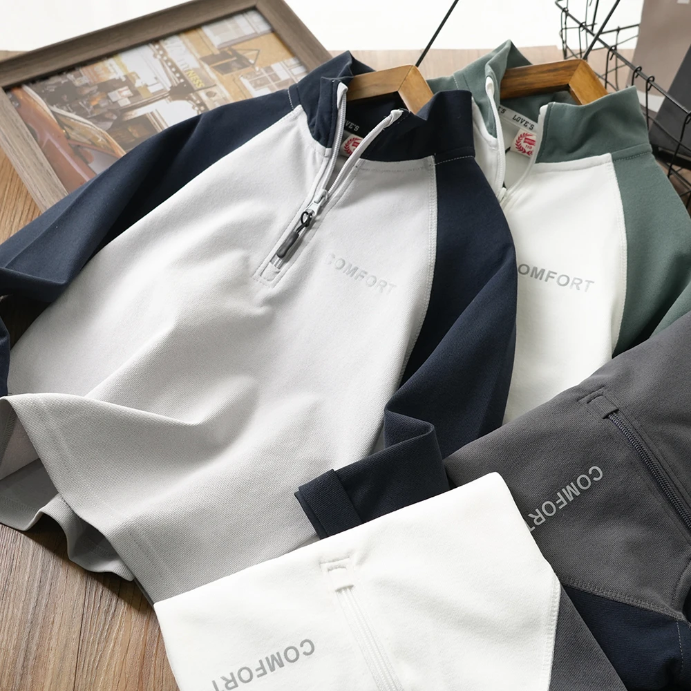 男童春季新款反光条字母拼接开领打底衫中大童儿童卫衣S837