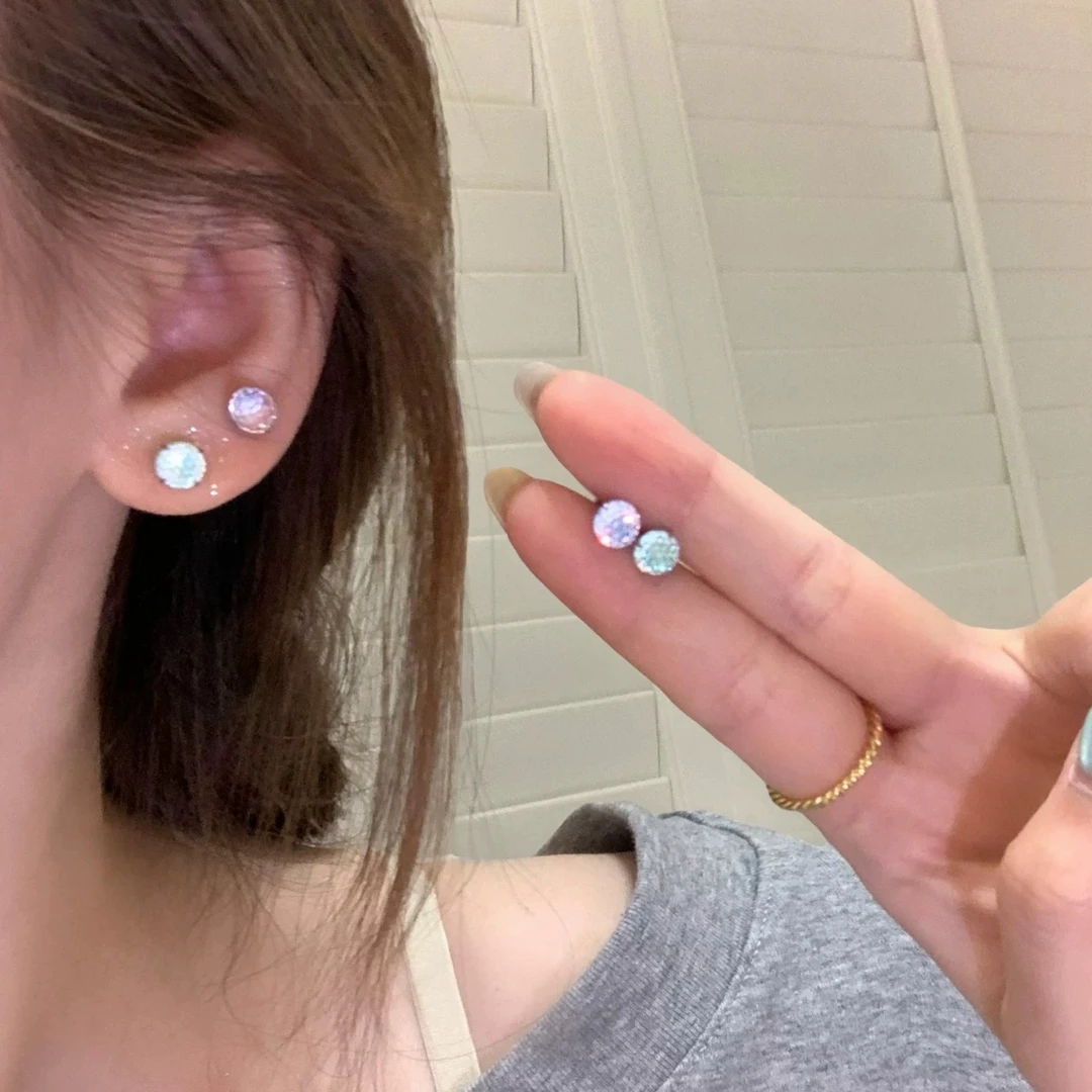 clime king 钛钢锆石耳饰 8mm锆石耳钉耳骨钉耳垂钉螺帽钉单只