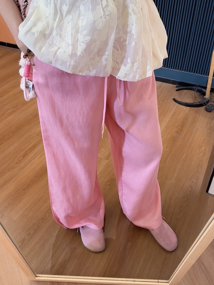 xxxwxz王希之 甜美风休闲多巴胺松弛感垂感直筒阔腿长裤#z1965