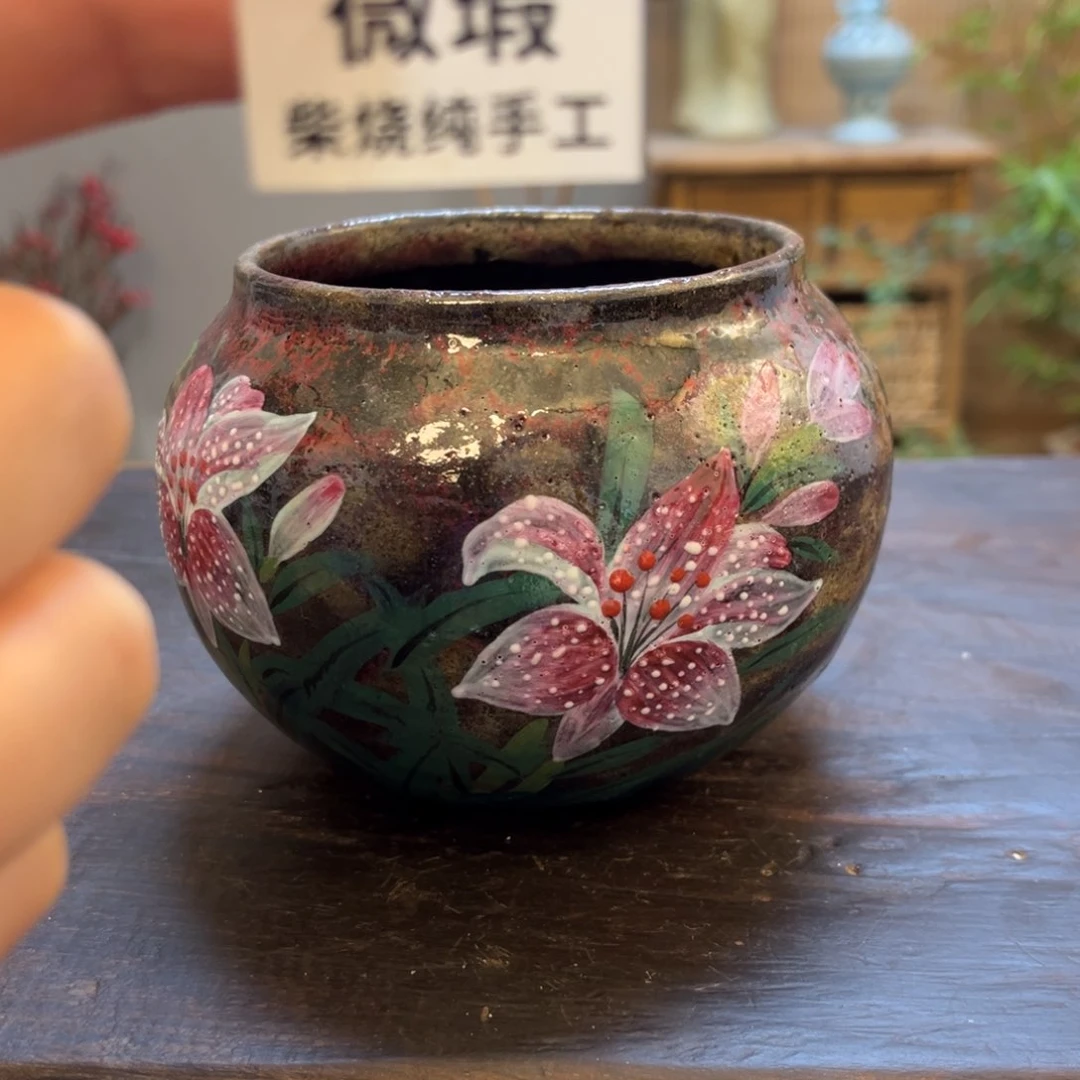 杯一*柴烧手工手绘陶瓷