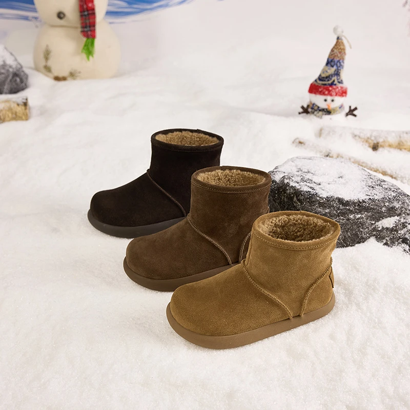 真皮两穿雪地靴女2025秋冬勃肯羊羔毛毛短靴厚底加绒保暖大棉鞋