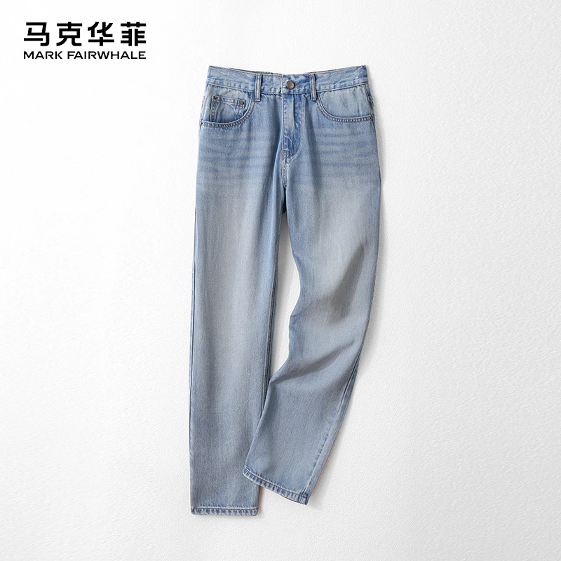 马克华菲 MK2603#百搭浅色牛仔裤男简约潮流水洗休闲百搭高端长裤