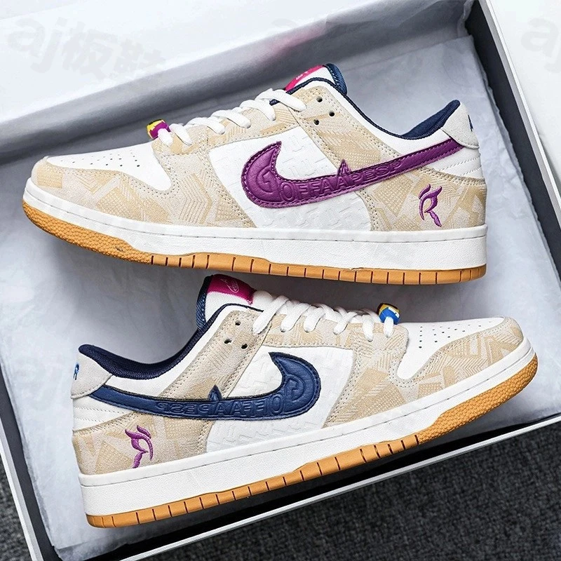 NKAJ1男鞋白紫鸳鸯低帮板鞋B空军学生三太子敖丙dunk运动鞋女板鞋