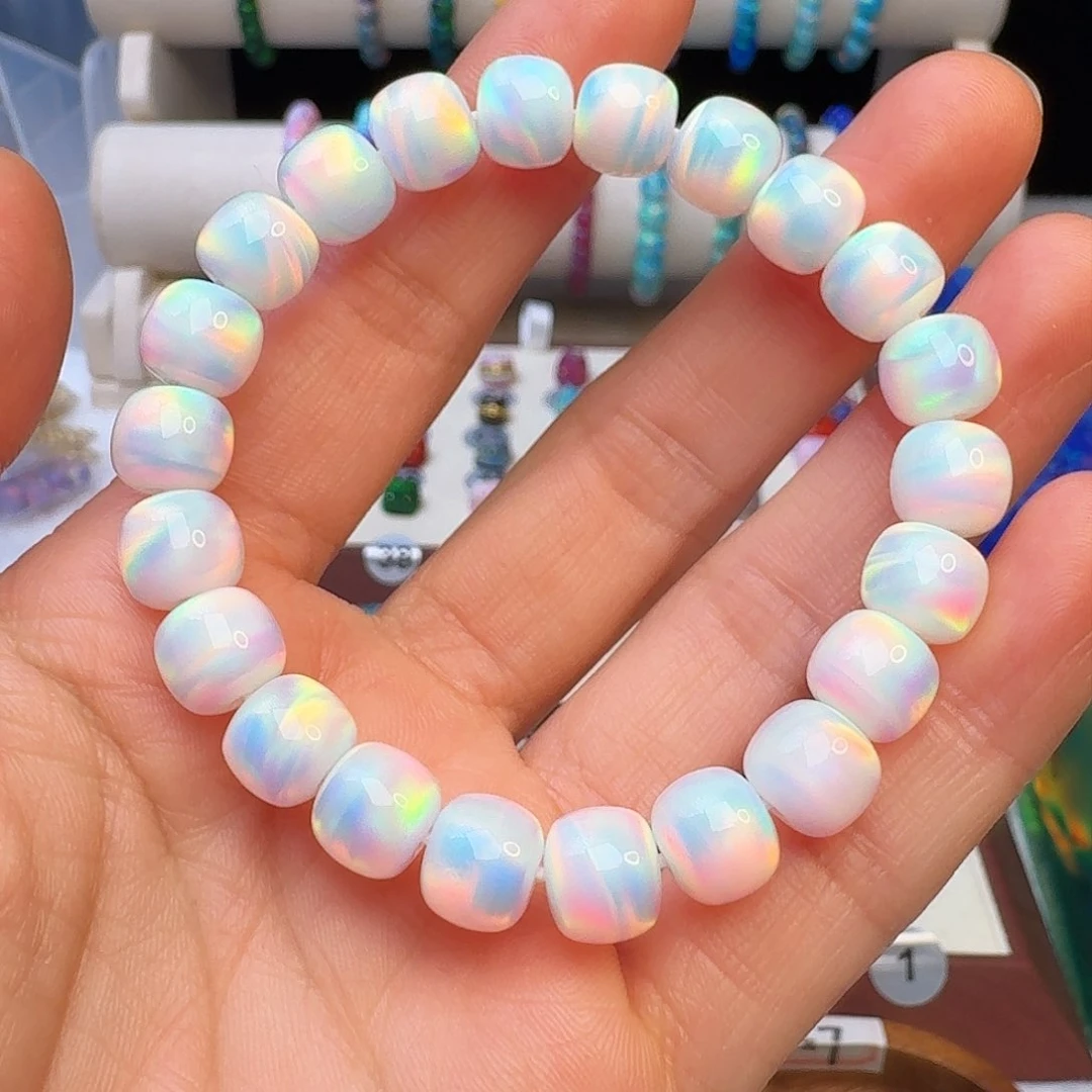 树脂制品人造欧泊卡9白月光手串