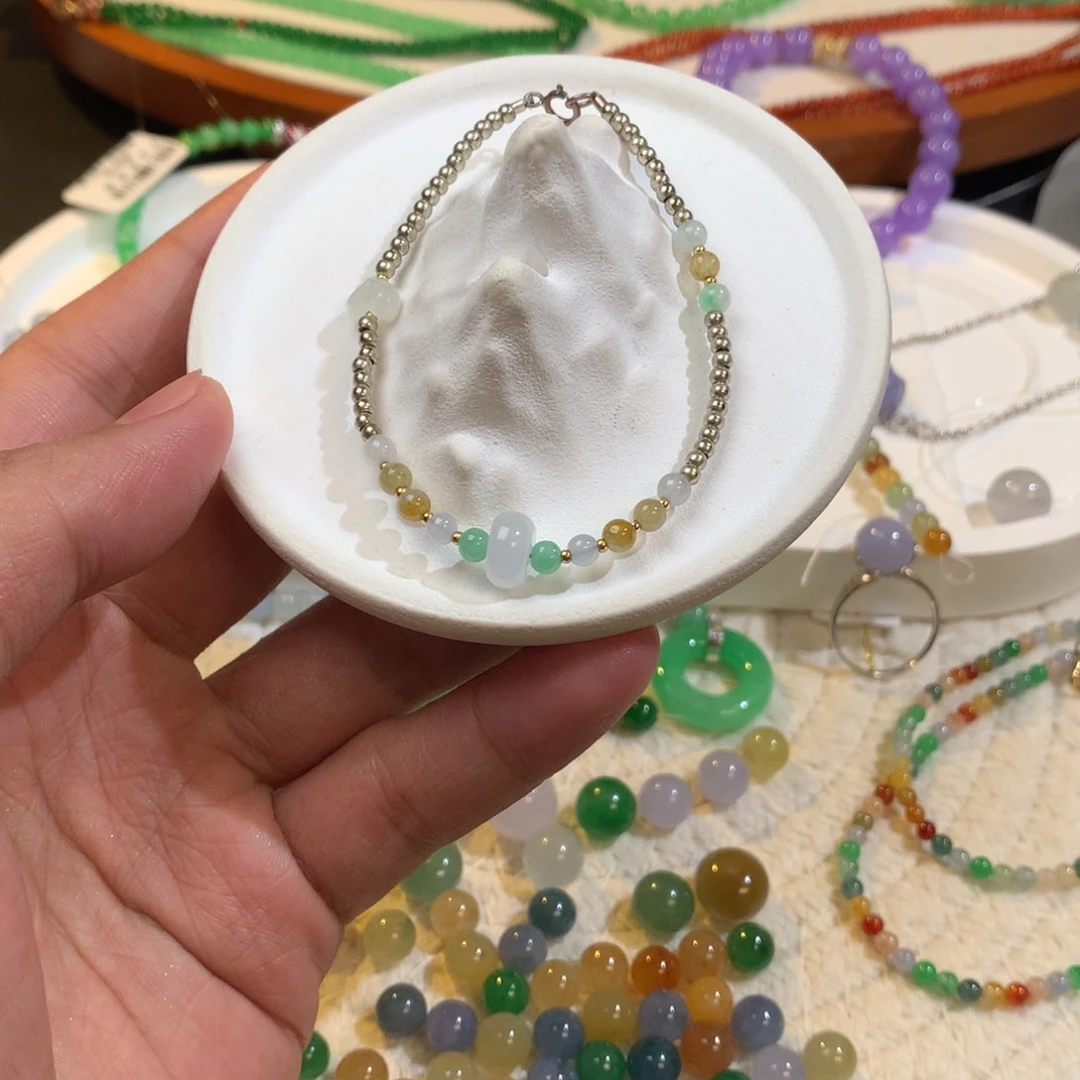 散珠翡翠翡翠圆珠DIY