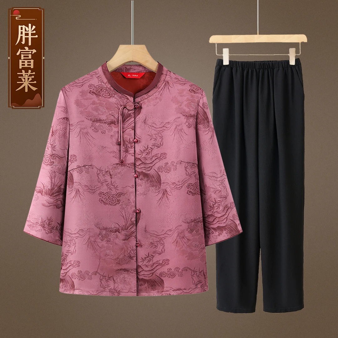 妈妈夏装中袖衬衫女中老年人奶奶衣服洋气老太太2025新款上衣