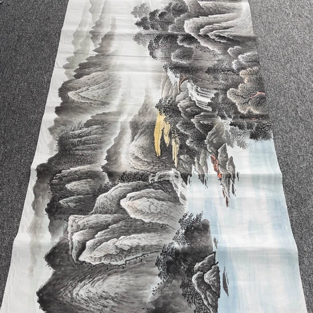 国画卖字画的小男孩