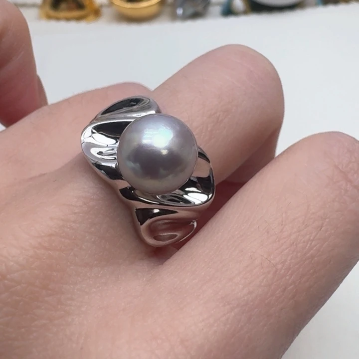 海水珍珠戒指银S925镶嵌
